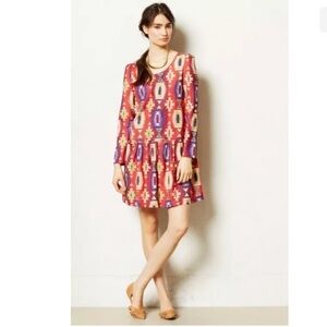 Anthropologie EyeDoll wildfires aztec print babydoll dress